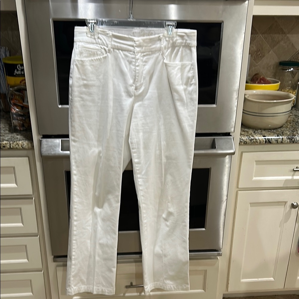 Elegant White Straight Leg Women's Pants